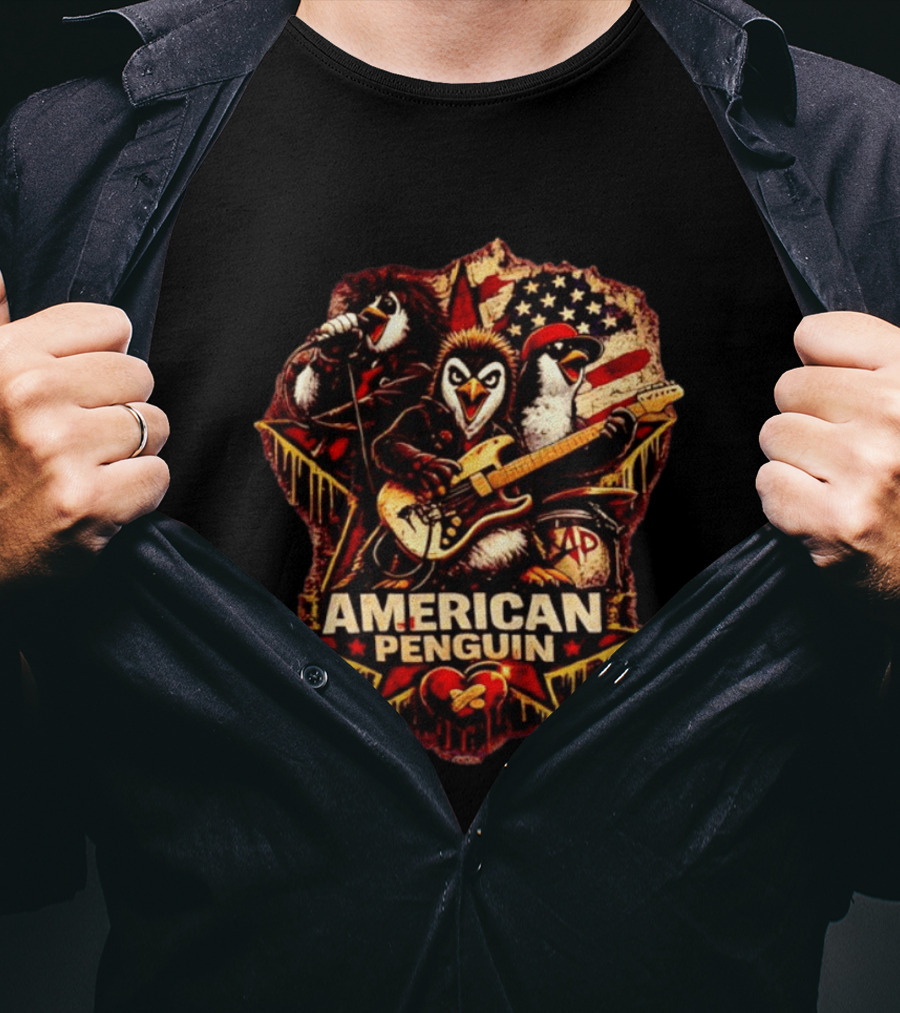 American Penguin Rock Band Stars And Stripes T-Shirt