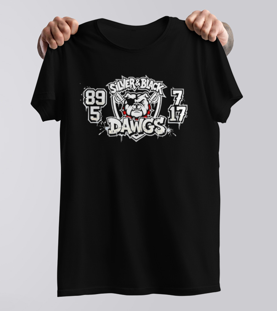 Silver And Black Dawgs 89 5 7 17 Pirate Bulldog T-Shirt