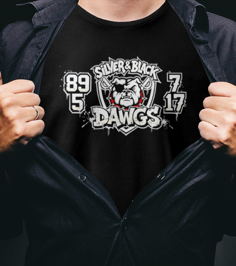 Silver And Black Dawgs 89 5 7 17 Pirate Bulldog T-Shirt