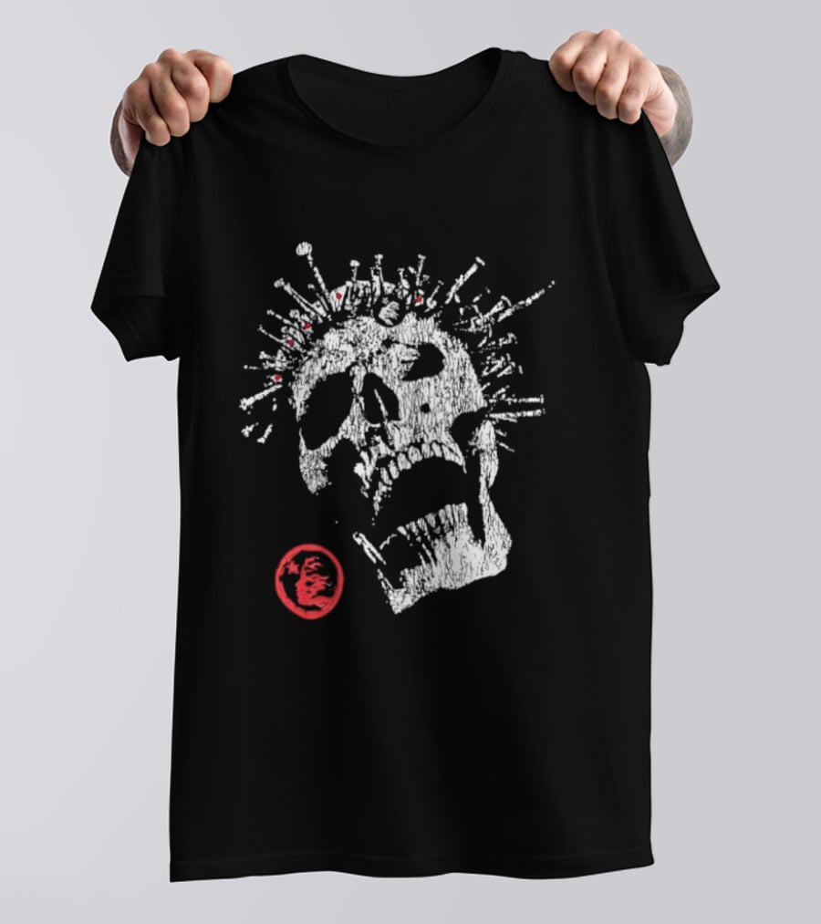 Screaming Skull Punk Spikes Flaming Face Unleashed Fury 2026 Collection Distressed T-Shirt