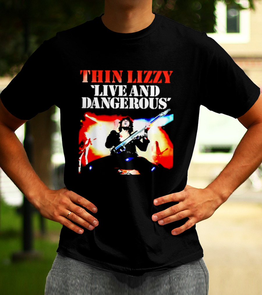 Thin Lizzy Live And Dangerous Cover Classic Rock Band Album T-Shirt