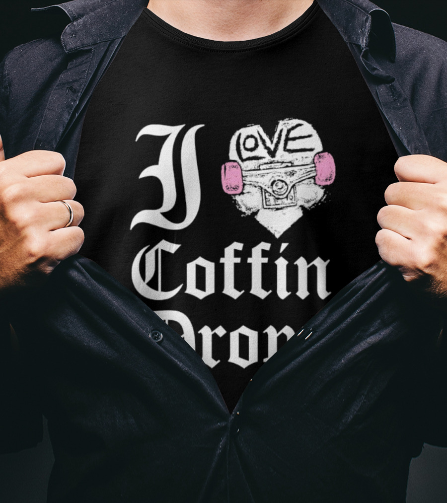 I Love Coffin Drops Aew Skateboard Heart Pink Gloves T-Shirt
