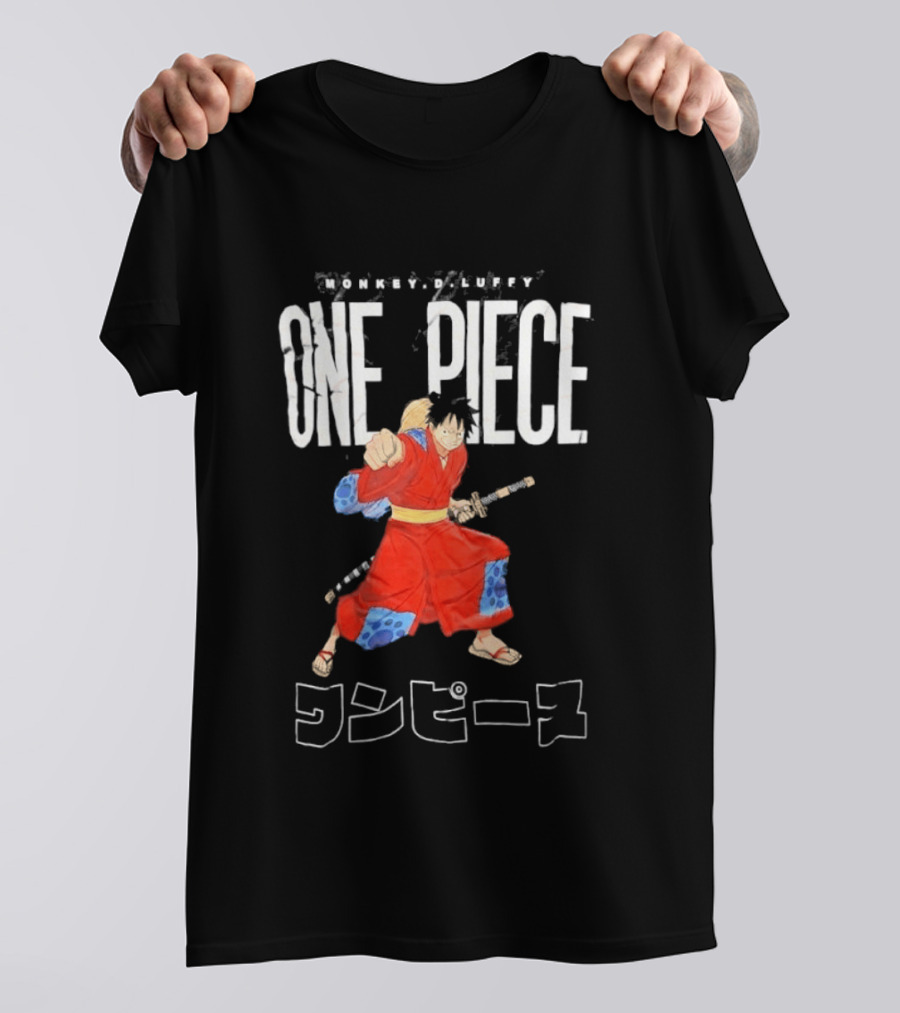 One Piece Luffy Wano Samurai Katana Anime Japanese T-Shirt