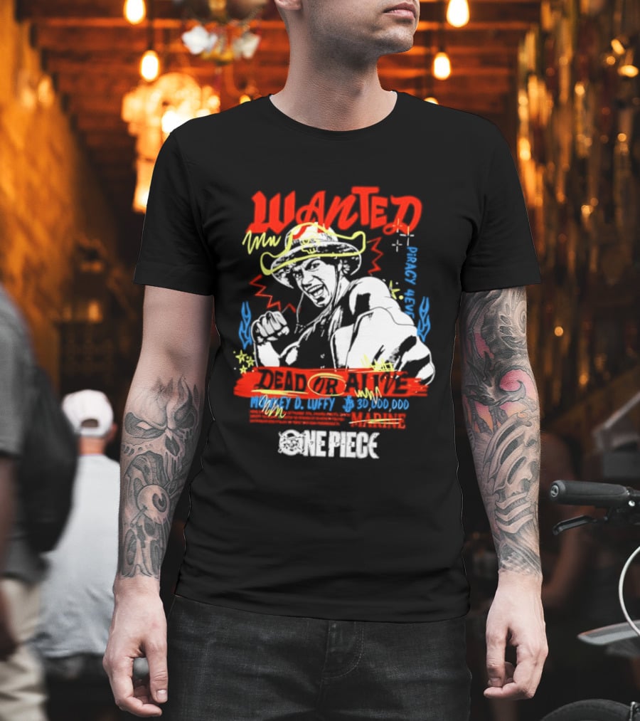 One Piece Monkey D. Luffy Wanted Dead Or Alive 30 Million Berries Bounty Straw Hat Pirate 2026 T-Shirt