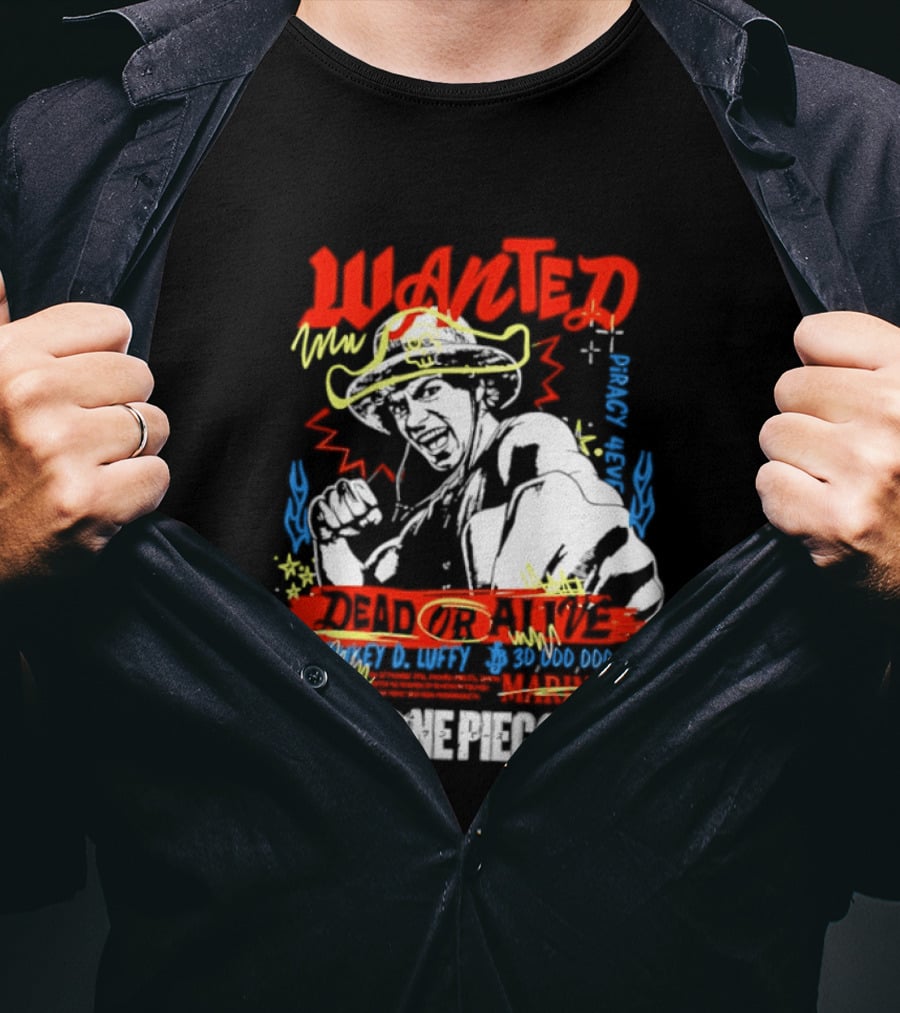 One Piece Monkey D. Luffy Wanted Dead Or Alive 30 Million Berries Bounty Straw Hat Pirate 2026 T-Shirt