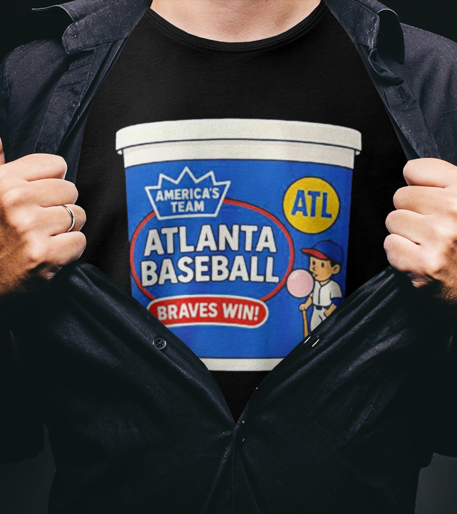 Braves Win America's Team Atlanta Baseball ATL Bubble Gum Crown T-Shirt