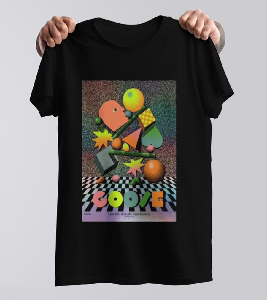 Goose 3 Juni 2026 Berlin Deutschland Festsaal Kreuzberg 3D Geometric Shapes Checkerboard T-Shirt