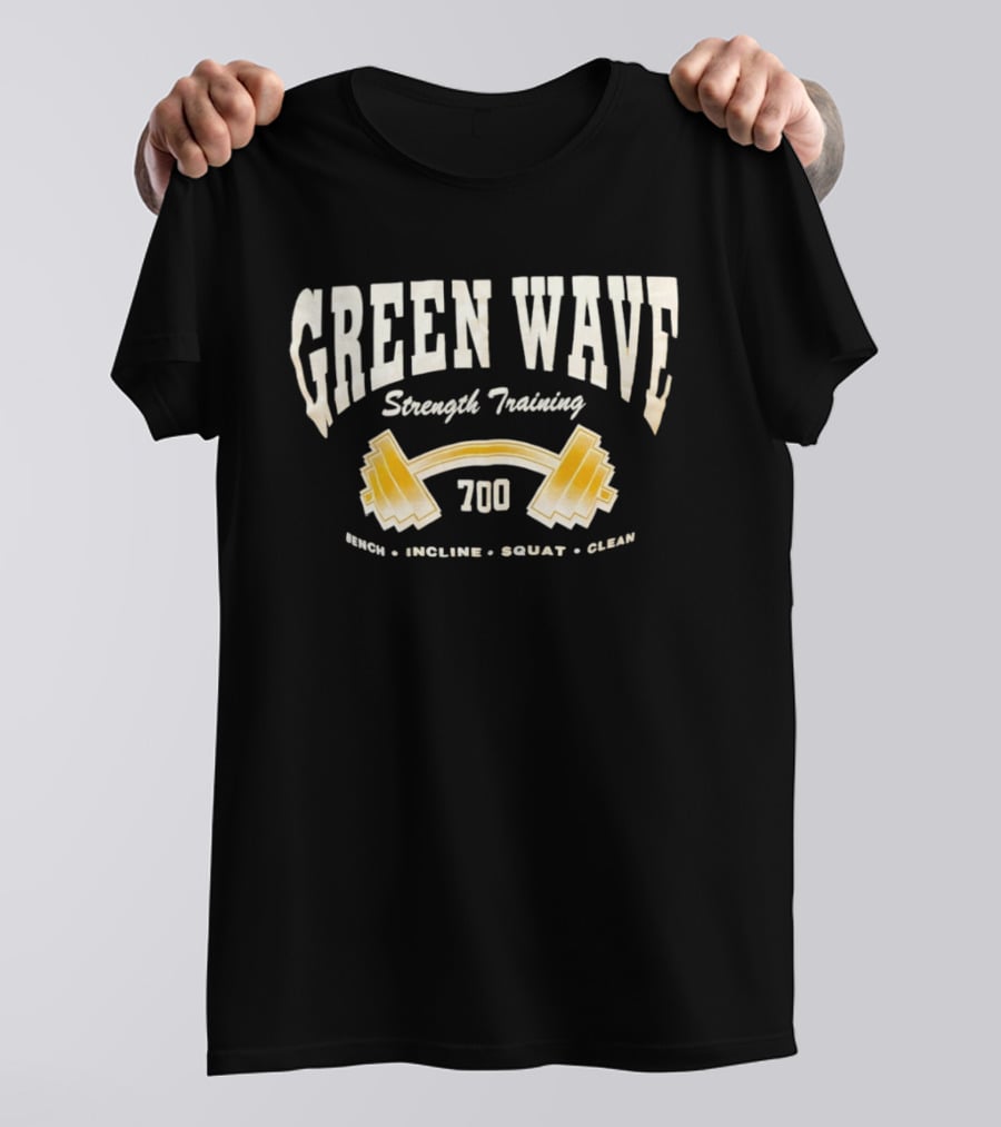 Green Wave Strength Training 700 Bench Incline Squat Clean Barbell T-Shirt