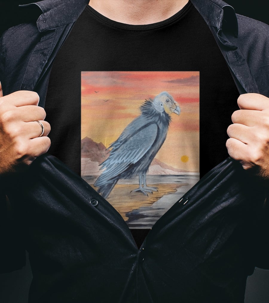 California Condor On Cliff Matt Starr Sunset Scene T-Shirt