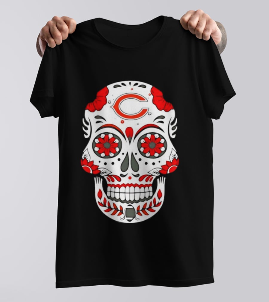 Chicago Bears Dia De Los Muertos Sugar Skull C T-Shirt