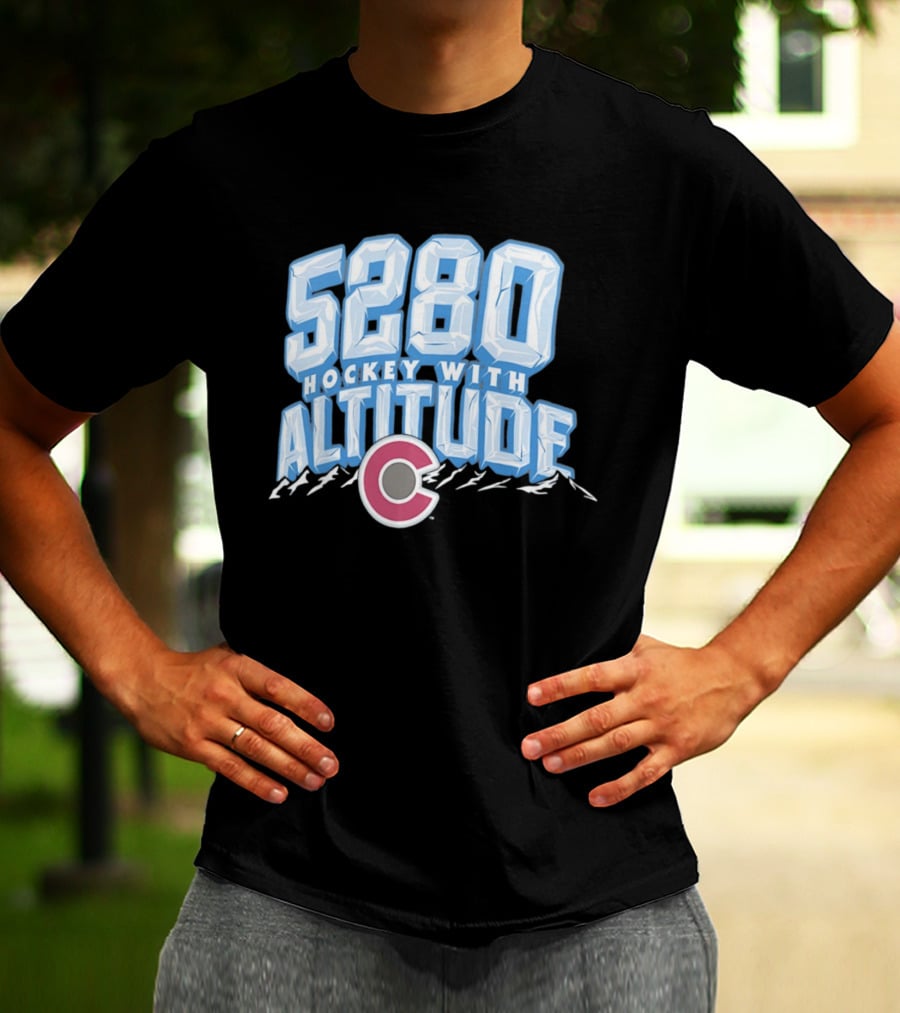 Hockey With Altitude 5280 Colorado Avalanche Ice Mountains T-Shirt