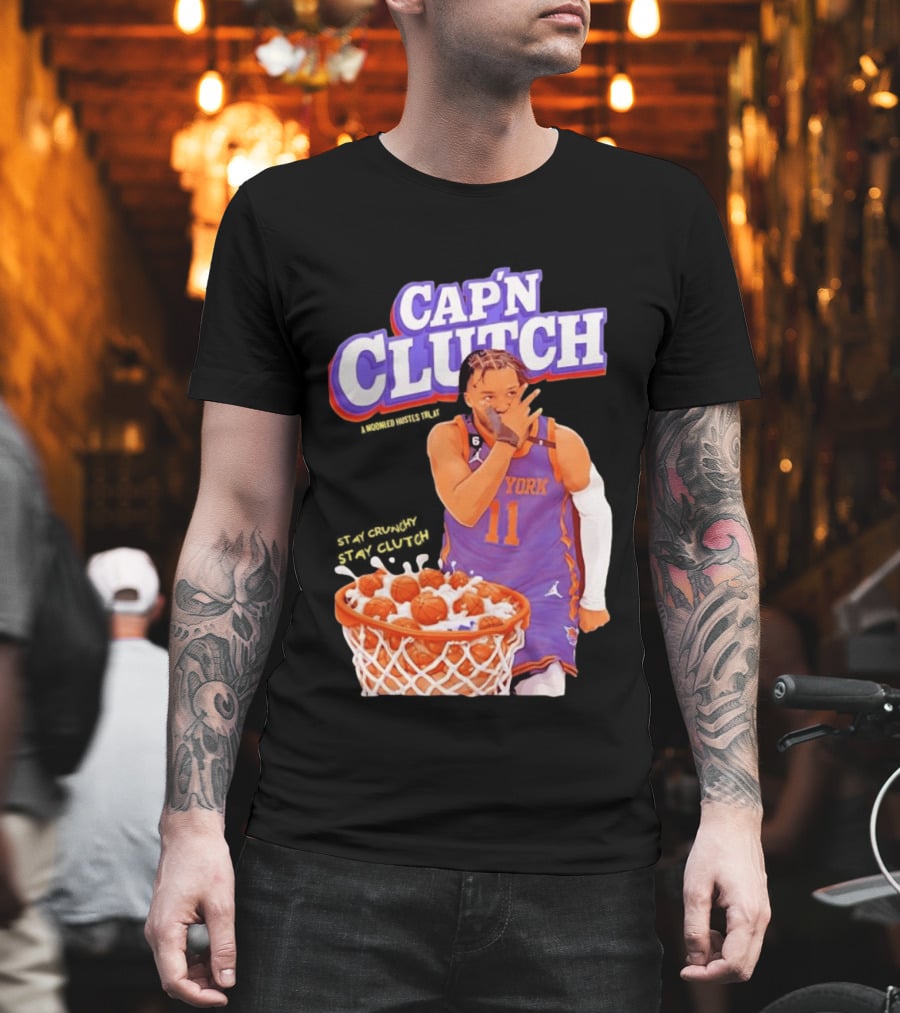 New York Knicks Jalen Brunson Capn Clutch Basketball Cereal Stay Crunchy T-Shirt