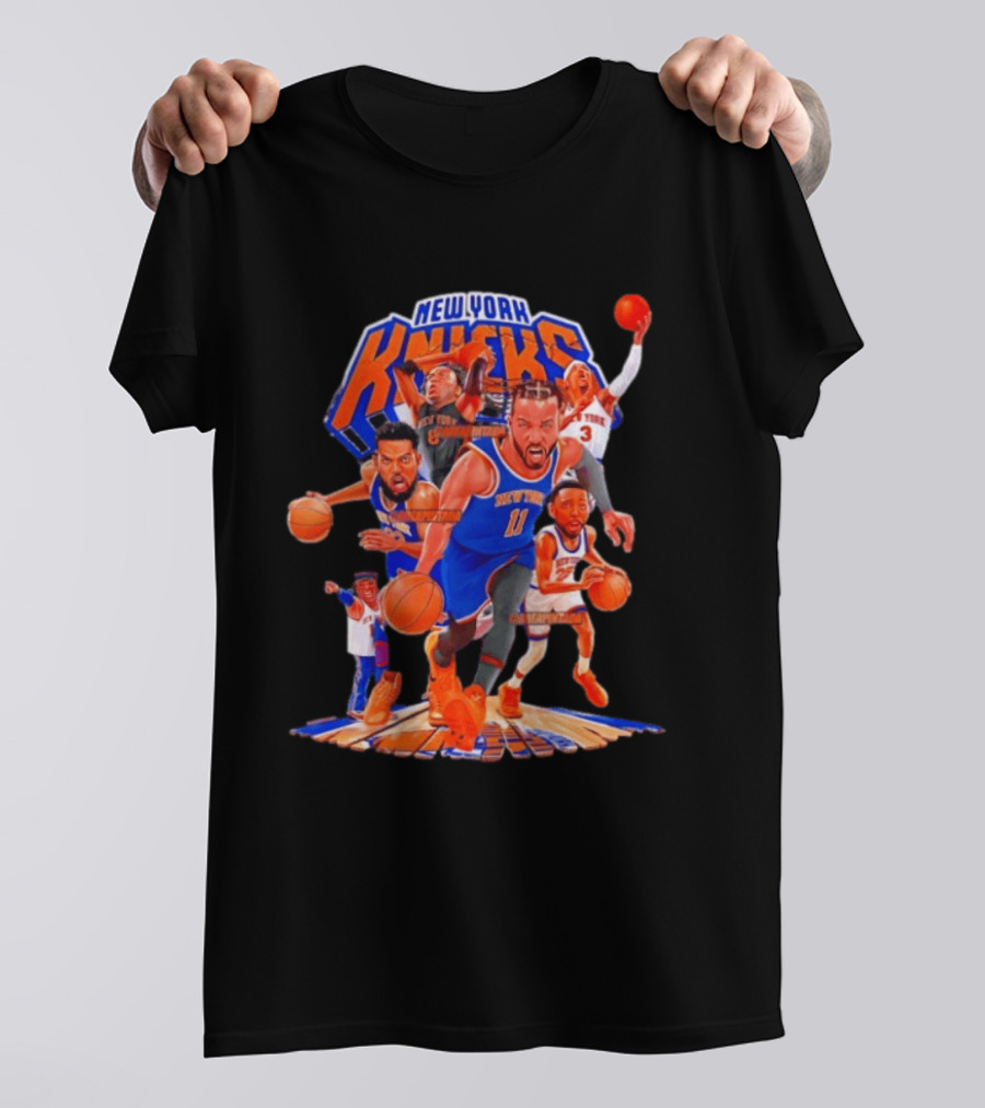 New York Knicks Team Animation Styles Retro Basketball Players T-Shirt