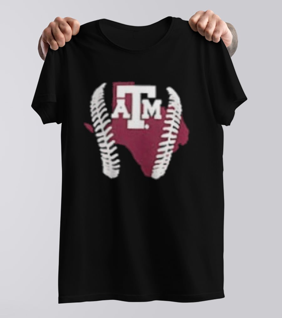 Texas A&M Aggies 2026 Baseball Icon With State Silhouette And Stitching T-Shirt