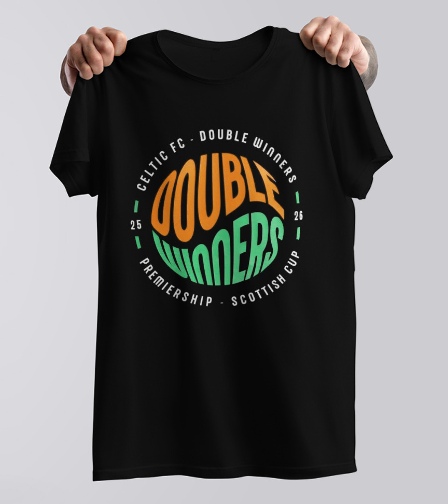 Celtic FC Double Winners 2026 Premiership Scottish Cup T-Shirt