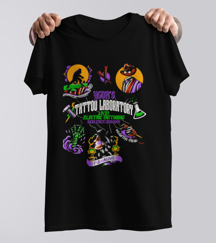 Igor's Tattoo Laboratory Live Electric Tattooing 2026 Monster Mad Scientist Adventure Ink T-Shirt
