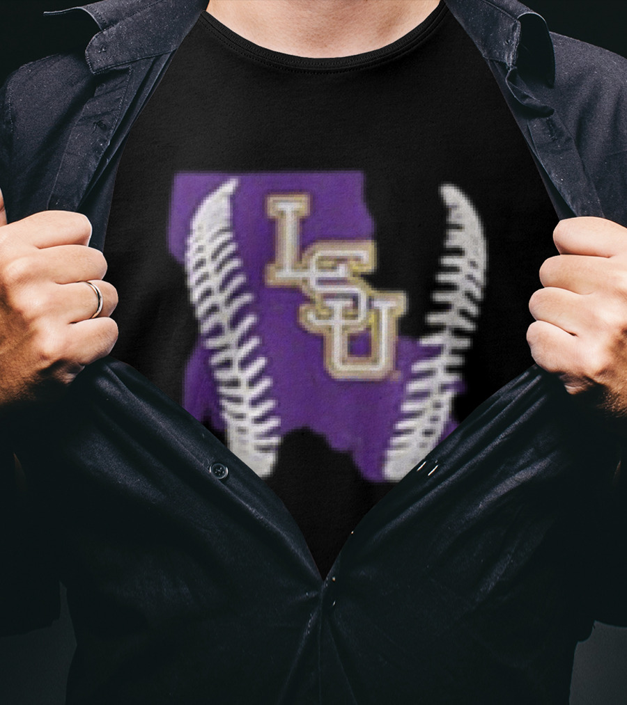 LSU Tigers 2026 Purple Baseball LSU Shape T-Shirt