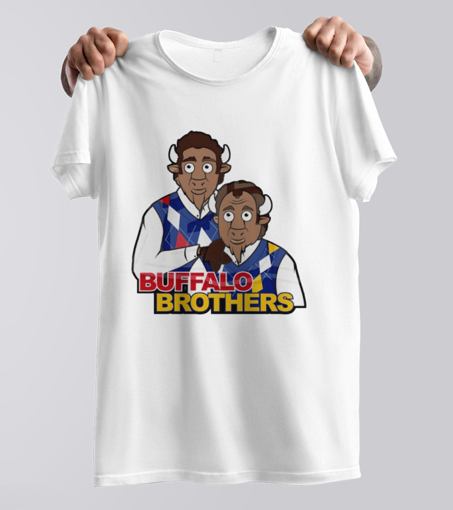 Buffalo Brothers Bison Characters Cartoon Duo T-Shirt