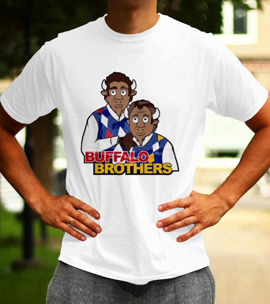 Buffalo Brothers Bison Characters Cartoon Duo T-Shirt