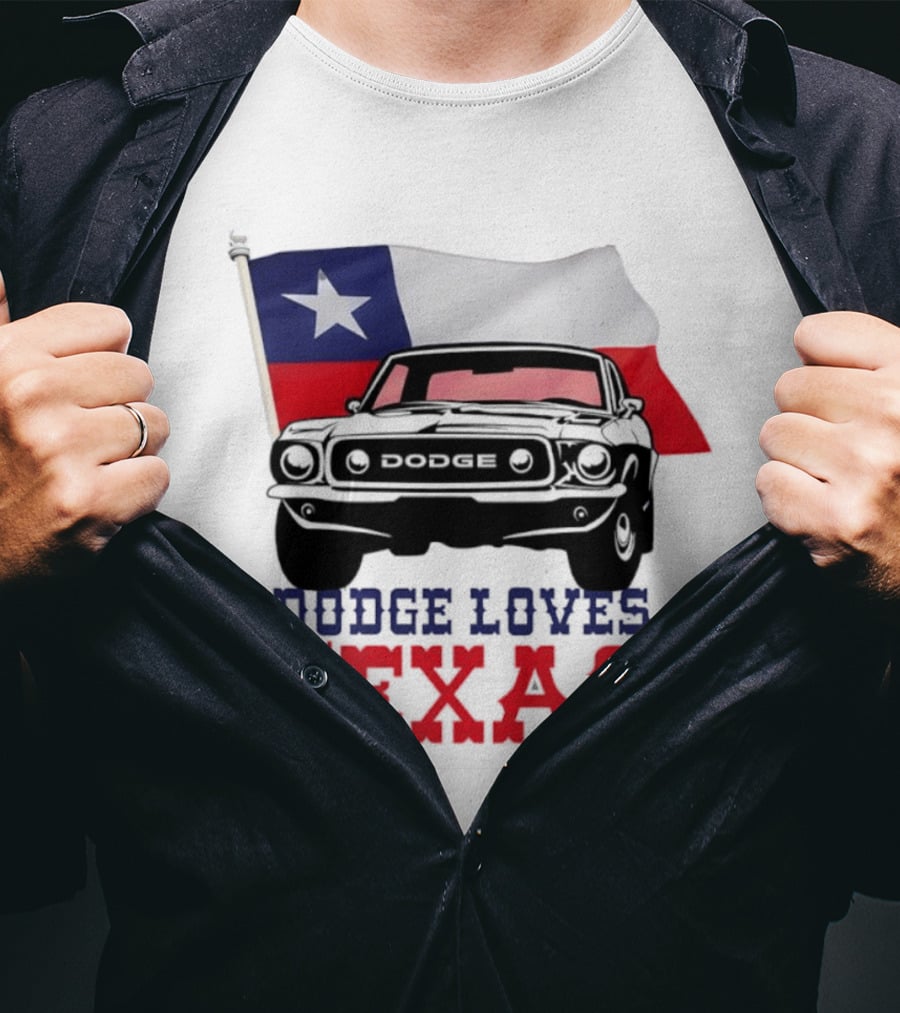 Dodge Loves Texas State Flag Mustang T-Shirt