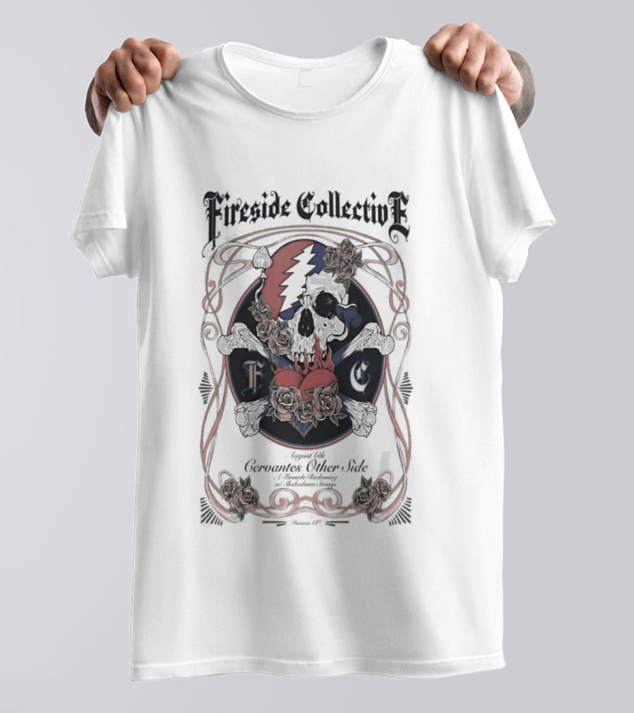 Fireside Collective Denver August 6 2026 Skull Flowers Lightning Bolt T-Shirt