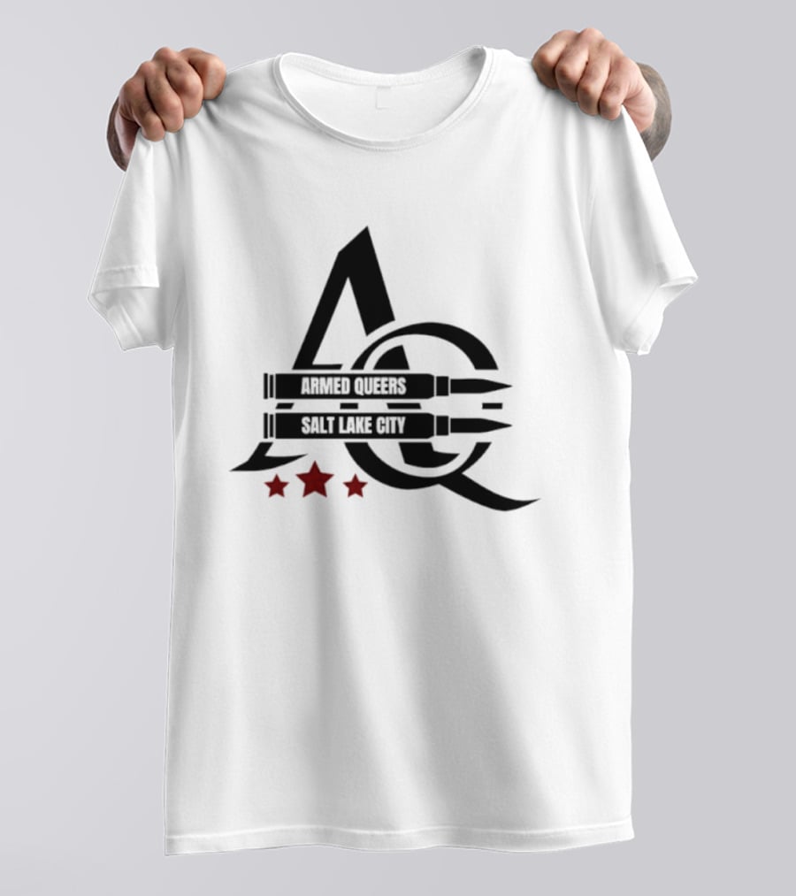 Armed Queers Salt Lake City AQ Bullet Logo Three Stars T-Shirt
