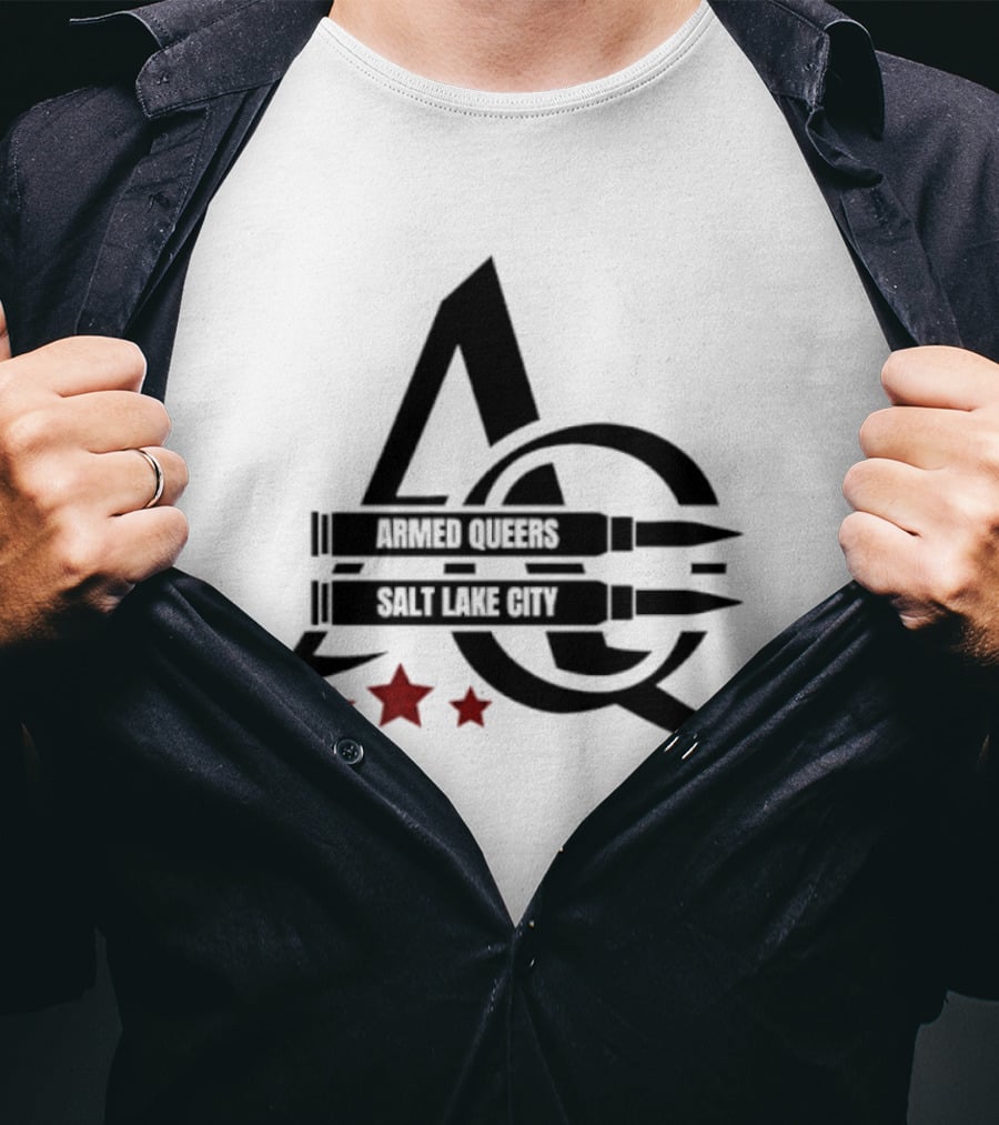 Armed Queers Salt Lake City AQ Bullet Logo Three Stars T-Shirt