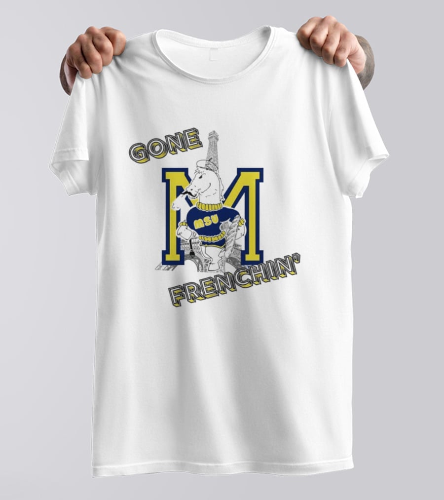 MSU Gone Frenchin' Eiffel Tower Bulldog Sweater Retro M T-Shirt