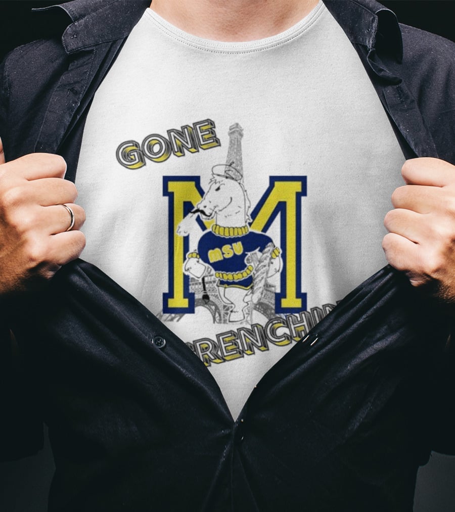 MSU Gone Frenchin' Eiffel Tower Bulldog Sweater Retro M T-Shirt