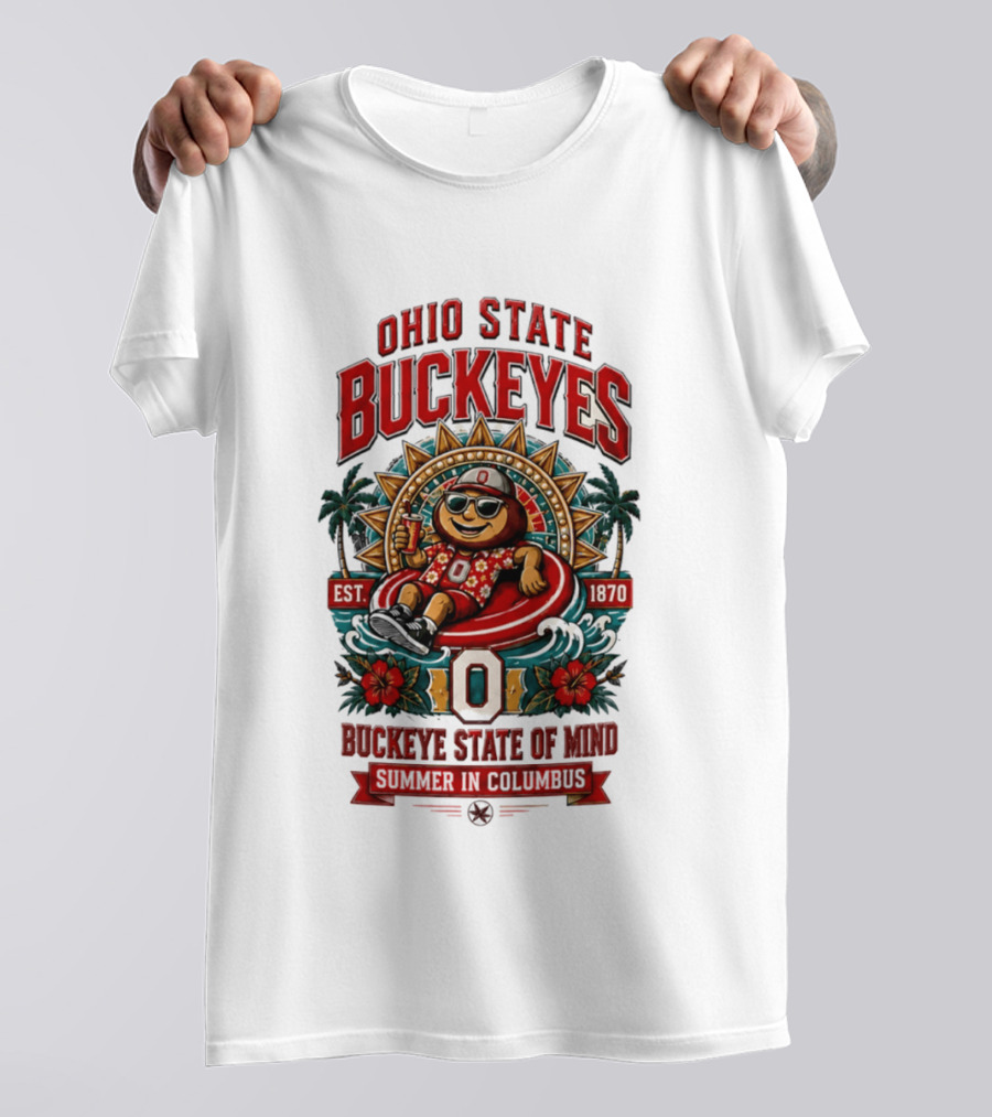 Ohio State Buckeyes Buckeye State Of Mind Summer In Columbus Est 1870 T-Shirt