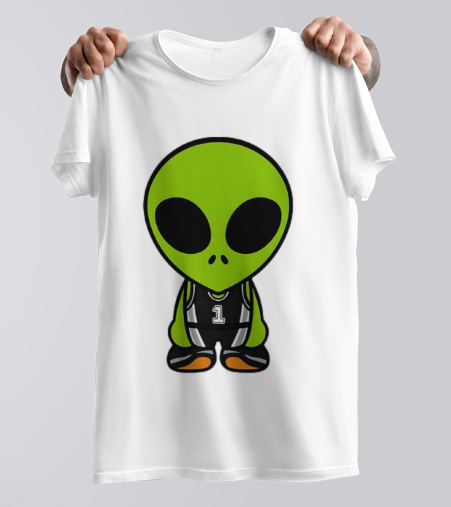 Alien Victor Wembanyama Cartoon Basketball Number 1 T-Shirt