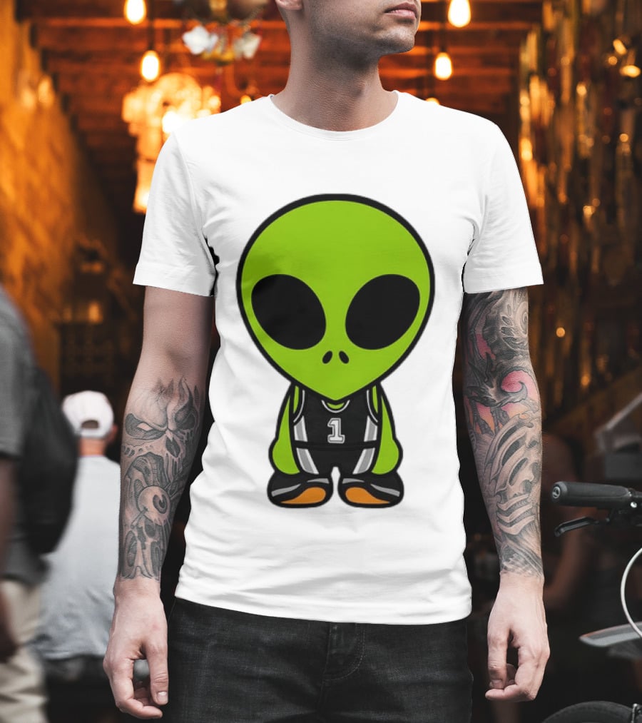 Alien Victor Wembanyama Cartoon Basketball Number 1 T-Shirt