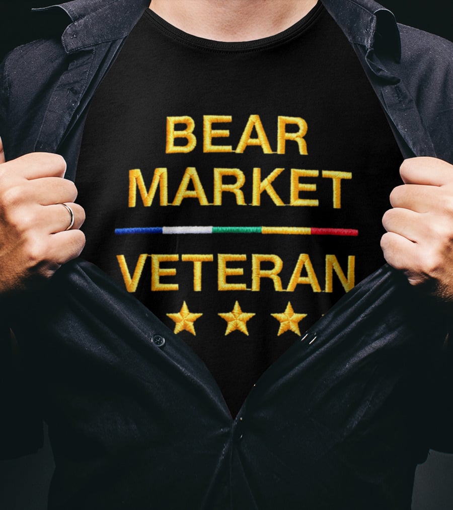 Bear Market Veteran Embroidered Text And Stars T-Shirt