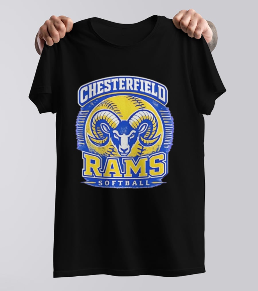 Chesterfield Rams Softball Blue And Yellow Team T-Shirt