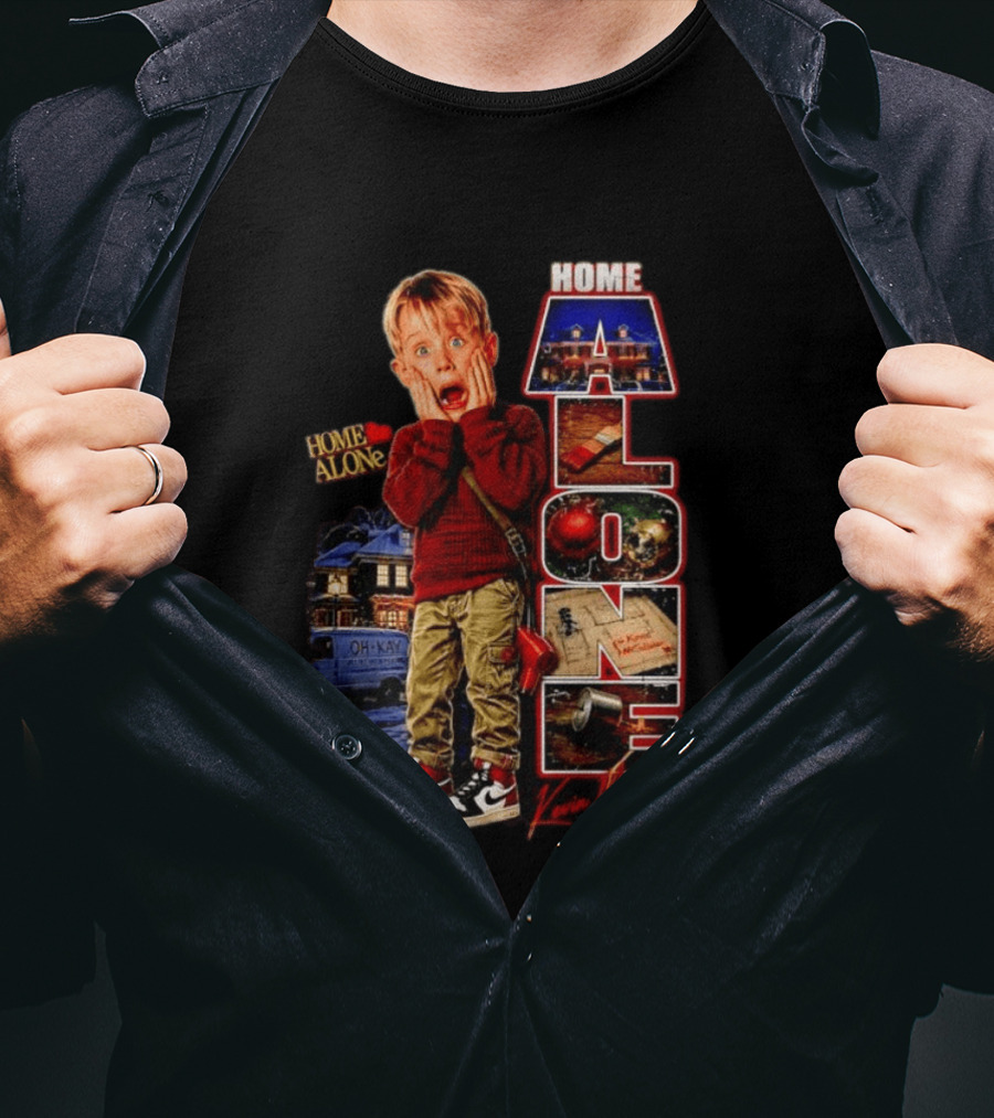 Home Alone Kevin McCallister Scream Christmas Movie Collage T-Shirt