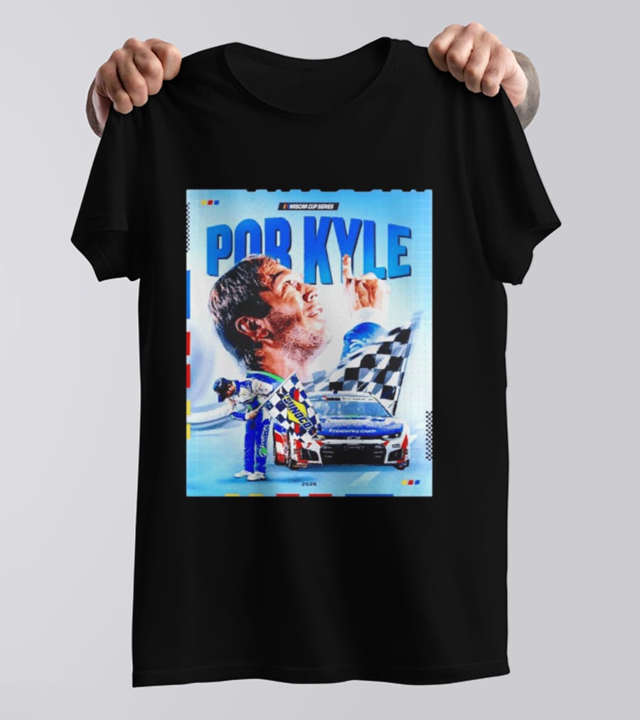 Nascar Cup Series Por Kyle 2026 Racing Celebration With Checkered Flag And Race Car T-Shirt