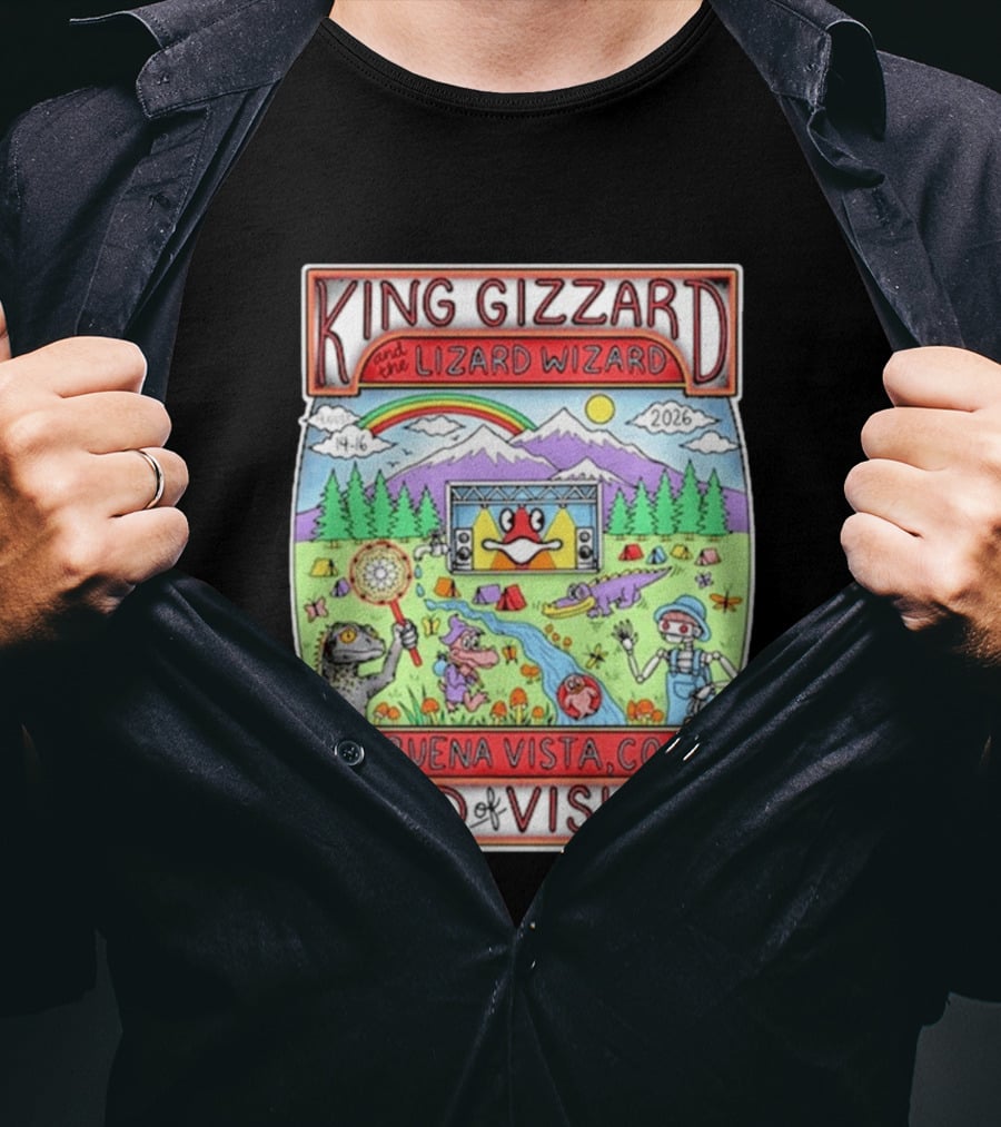 King Gizzard And The Lizard Wizard Field Of Vision 2 Buena Vista CO August 14 16 2026 T-Shirt