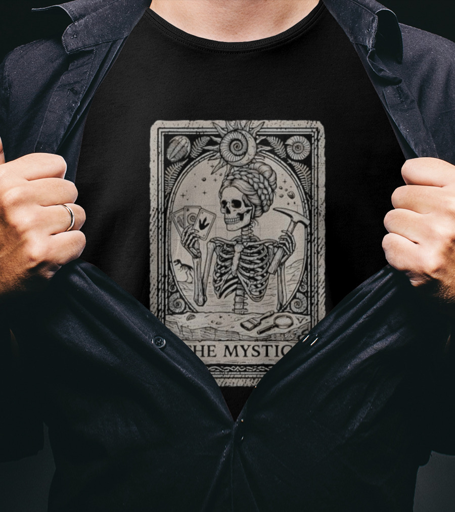 The Mystic Skeleton Tarot Card Fossil Digging Paleontology T-Shirt