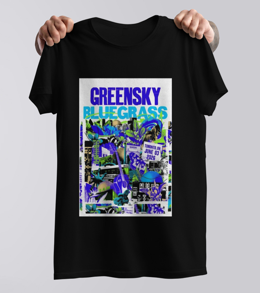 Greensky Bluegrass Toronto ON June 03 2026 Guitar Butterfly Cityscape T-Shirt