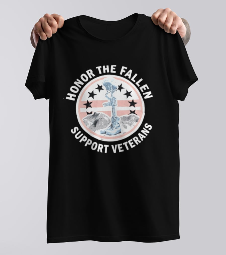 Honor The Fallen Support Veterans Soldier Memorial Stars Patriotic T-Shirt