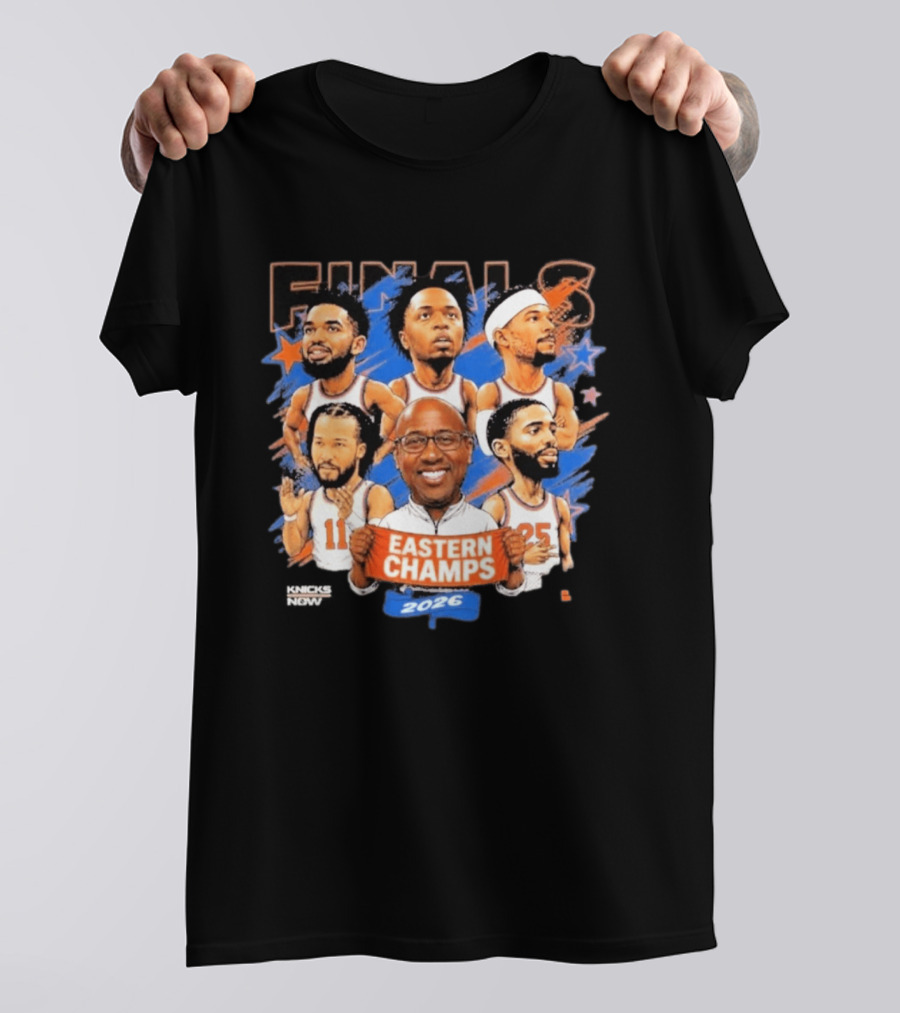 NBA Finals 2026 Eastern Champs Knicks Players And Coach Banner T-Shirt