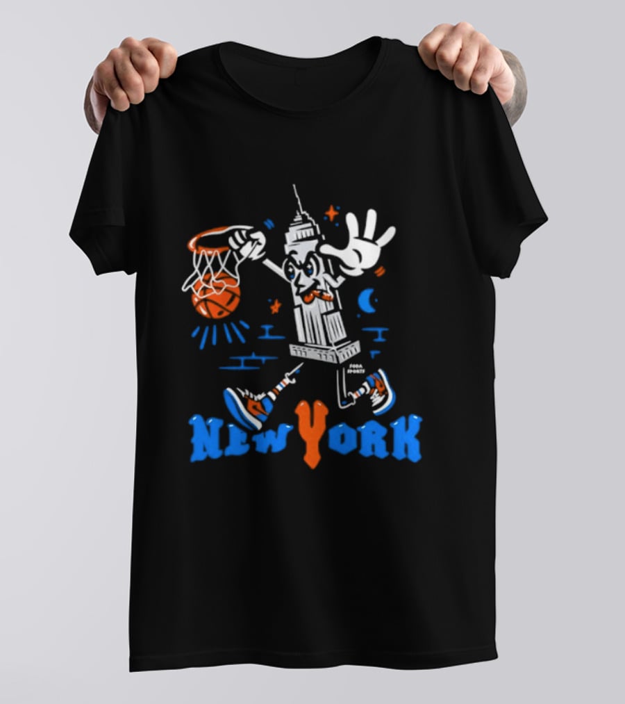 New York Knicks Empire State Building With Basketball And Sneakers T-Shirt
