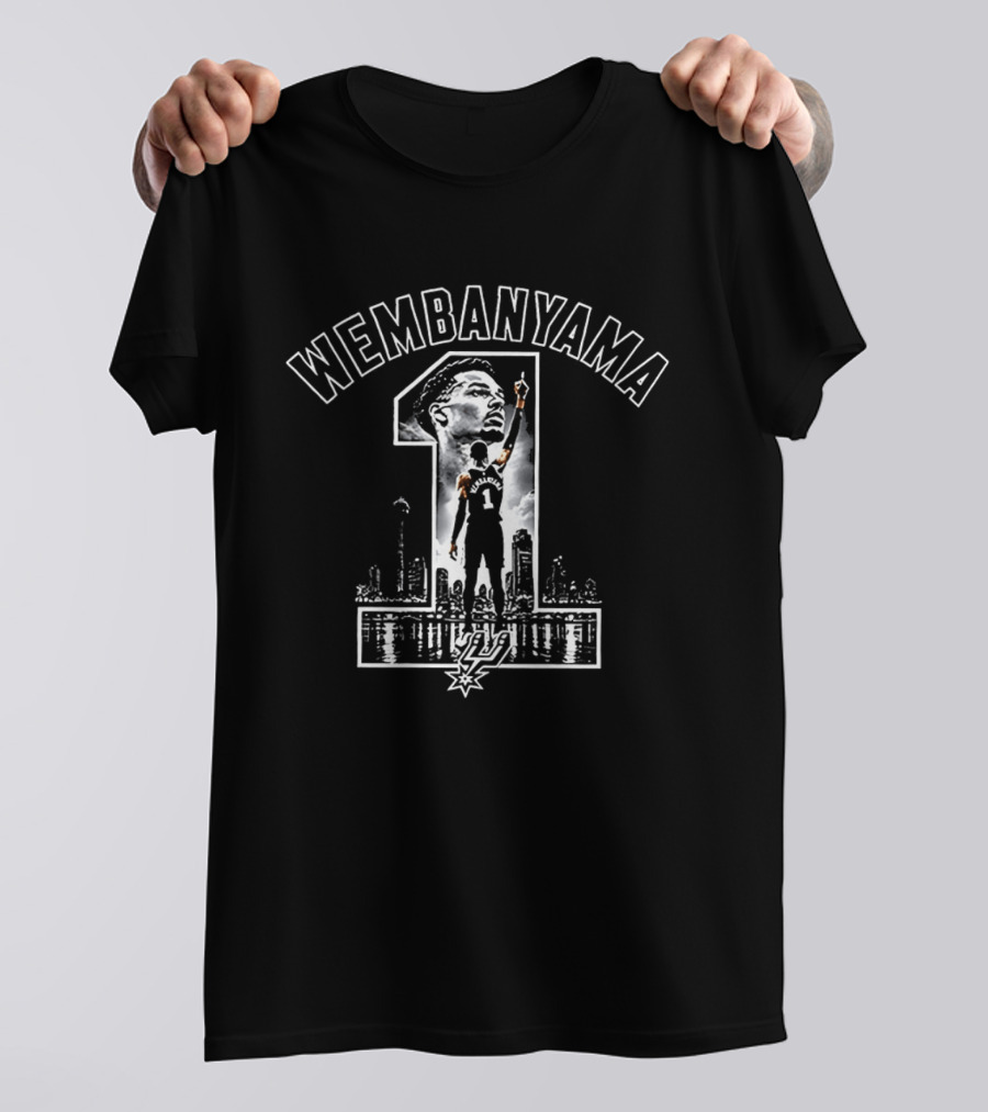Wembanyama 1 San Antonio Spurs NBA Basketball Skyline T-Shirt