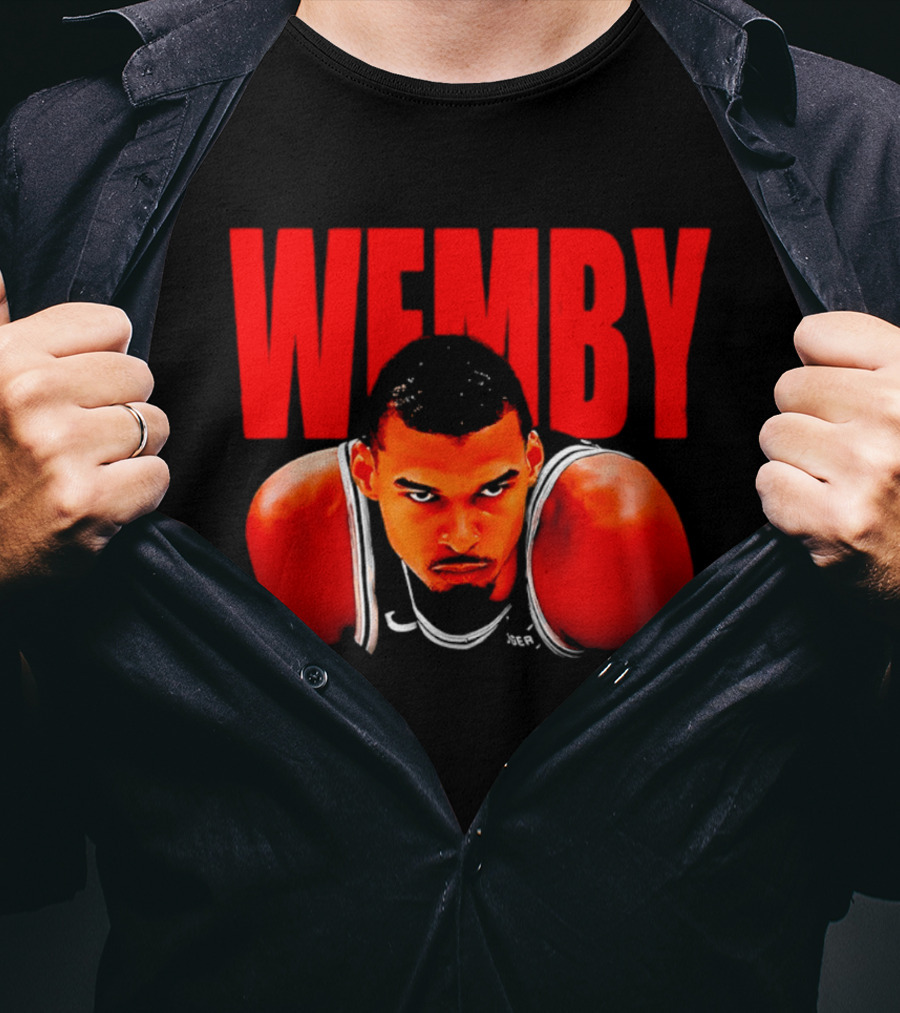 Wemby Victor Wembanyama San Antonio Spurs Bold Red Text Basketball T-Shirt