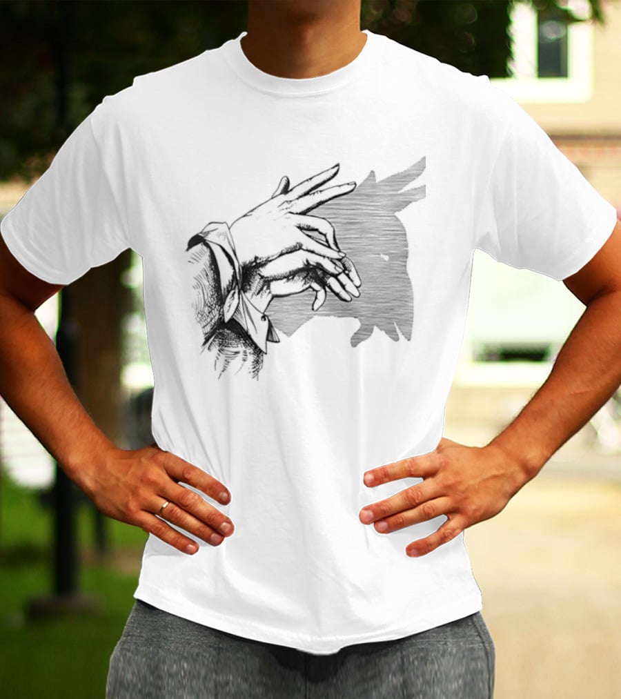 Goat Shadow Hand Puppet Optical Illusion T-Shirt