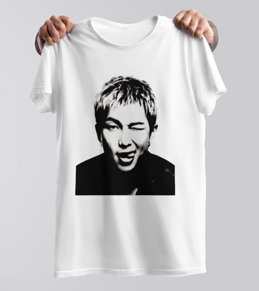 Kim Namjoon BTS K Pop Music Star Halftone Monochrome T-Shirt