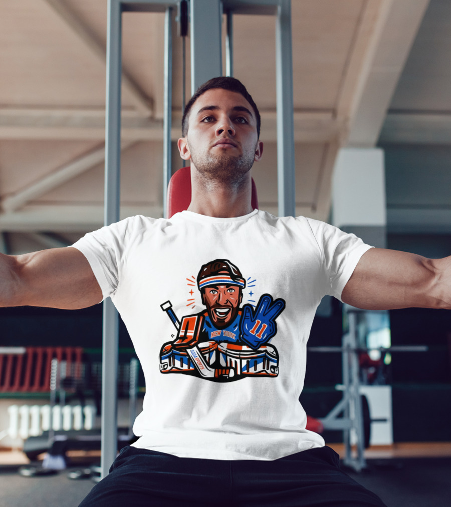 Mathew Barzal New York Islanders Hockey Illustration Player Number 13 Victory Gesture Sports Fan T-Shirt