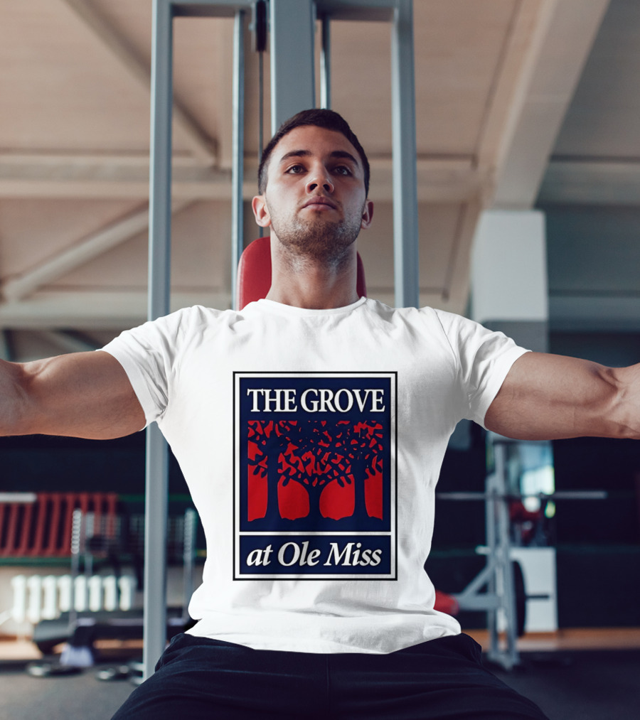 The Grove At Ole Miss Trees Red Blue T-Shirt