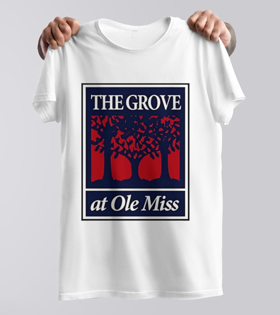 The Grove At Ole Miss Trees Red Blue T-Shirt