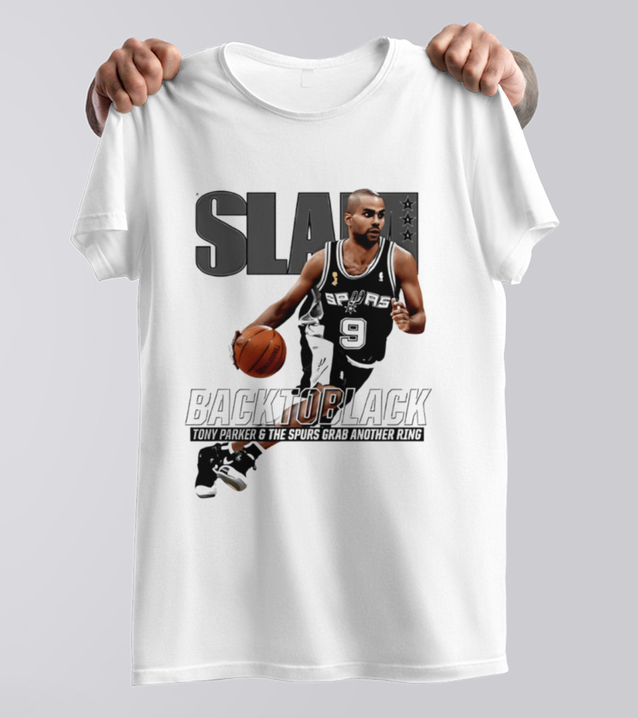 SLAM Back To Black San Antonio Spurs Tony Parker 9 Spurs Grab Another Ring T-Shirt